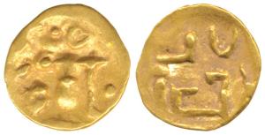 Imperial Gangas of Orissa (c. 13th century), Gold Ganga Fanam, 0.47g, obv. Uncertain ruler