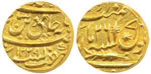 Brijis Qadr (AH 1273-1274, 1857-1858 AD), Gold Ashrafi, 10.72g, Suba Awadh Mint, AH 1229/2