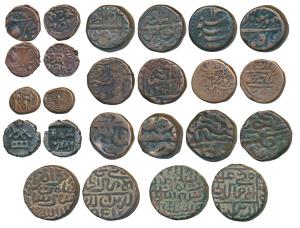 Panchala Dynasty, Indramitra, Copper Unit, standing deity and Brahmi legend; Durrani, Taim