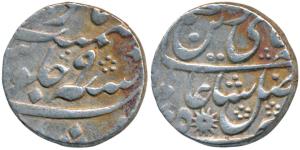 Murshidabad Mint, Silver Rupee, 11.59g, in the name of Shah Alam II, RY 9, star as mint ma