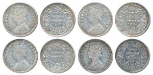 Victoria Queen & Empress, Silver 2 Annas, (4), 1890, Bombay Mint, B / II / B raised, (Prid