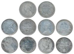Victoria Queen & Empress, Silver ¼ Rupee, 1876, Calcutta Mint, A / I / No mint mark (Prid 