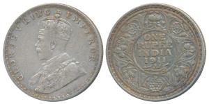 George V, Silver Rupee, 1911, Bombay Mint, (Prid 217). Very Fine.