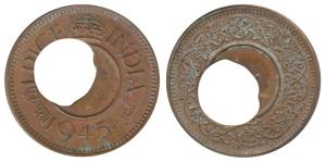 Copper Pice, 1945, Error, the hole in center is off-center, causing the word Pice to be ne