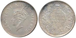George VI, Silver Rupee, 1938, Bombay Mint, A / I, with dot, (Prid 234). Mint State.