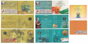 All single commemorative coins in mint packaging, all Rupees 10, 2013, 60 Years of Coir Bo