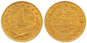 Turkey, Abdul Hamid II, (1876-1909AD, 1293-1327 AH), Gold 100 Piaster, 7.21g, 1293/31 AH, 