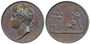 Coronation of George IV, Copper Medal, obv. bust of the ruler to left, rev. an angel holdi