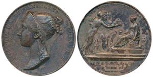 Victoria Coronation, Copper Medal, young bust of Victoria on obv. three ladies symbolic of