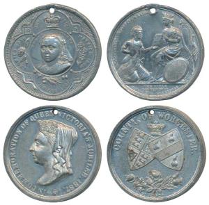 Diamond Jubilee of Queen Victoria's reign, White Metal Medal, 1897, rev. Britannia seated 