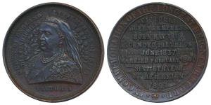 Queen Victoria, Diamond Jubilee, Bronze Medal, obv. veiled head to left within wreath, rev