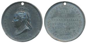 Victoria Empress of India, White Metal, obv. bust of the ruler to left, born May 24th 1819