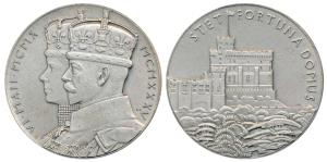 George V and Queen Mary Silver Jubilee Medal, Silver, 85.72g, Domus Medal, conjoined busts