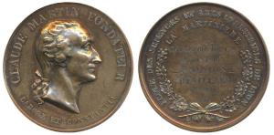 Claude Martin, Copper Medal, Type I, obv. bust to right, with continuous legend around bus