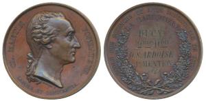 Claude Martin, Copper Medal, Type II, obv. bust to right, with divided legend around bust,