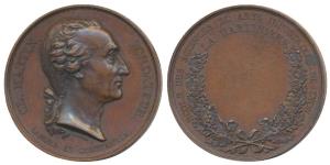 Claude Martin, Copper Medal, Type II, obv. bust to right, with divided legend around bust,
