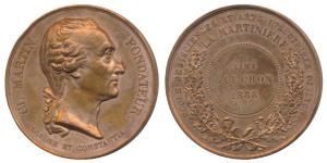 Claude Martin, Copper Medal, Type III, obv. bust to right, with divided legend around bust