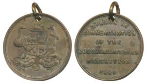 Colonial and Indian Exhibition Bronze Medal, 1886, obv. coat of arms of Australia. Extreme