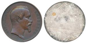 France, Napoleon III, Bronze, Uniface, obv. portrait to right, used as a plaque. Extremely