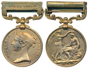 India General Service, Bronze Medal, Queen Victoria, Burma 1885-7 bar, awarded to Hospital