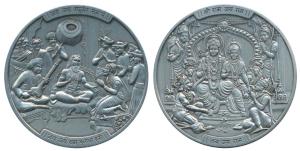 Modern, Shivaji Medal, Silver plated on Copper, obv. Shivaji and his courtiers seated in f