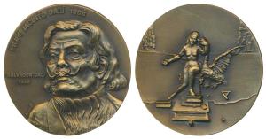 Salvador Dali, Bronze Medallion, 253g, issued by the Paris Mint on the death anniversary o