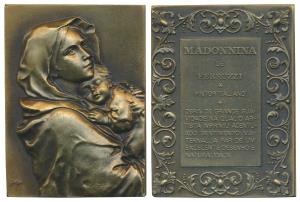 Ferruzi, Bronze, 208g, the famous Italian painter, obv. his famous painting Madonna holdin