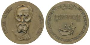 Michael Angelo, Bronze, 180g, the famous Italian painter, obv. bust of the painter with da