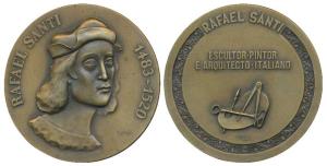 Raphael, Bronze, 120g, the famous Italian painter, obv. bust of the painter with date 1483