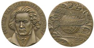 Ludwig van Beethoven (1770-1827), German Composer and Pianist, Bronze Medallion, obv. Port