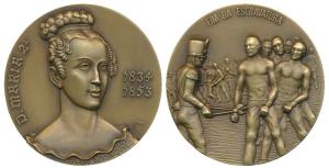 Maria II (1834-1853), Bronze Medal, rev. a scene of slaves being transported. She ended sl