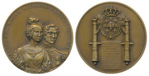 Maria II (1834-1853), Bronze Medal, obv. conjoined busts of Maria and her husband Fernando