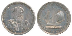 Goa, Silver Medal, 1.83g, obv. Vasco da gama, rev. Ships with legend "Fourth Centenary of 