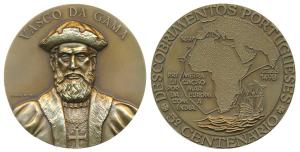 5th Centennial of Portuguese Discovery of India, Large Bronze / Brass Medal, obv. bust of 