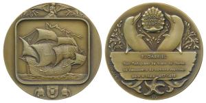 Vasco Da Gama's flag ship San Gabriel, Bronze Medallion, obv. ship, coat of arms and two e