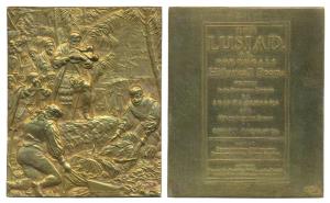 Vasco Da Gama's burial at Cochin, Heavy Gold gilt on Bronze medallion, obv. Scene of Vasco