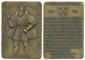 Seventh Viceroy of India D. Constantino De Braganza, Rectangle Heavy Bronze Medallion, obv