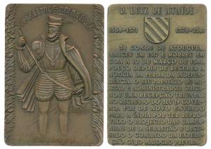 Tenth & Eleventh Viceroy of India D. Luíz de Ataíde, Rectangle Heavy Bronze Medallion, obv