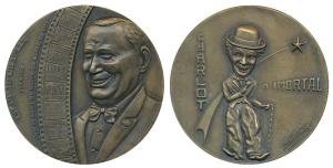 Charlie Chaplin, Heavy Large Bronze Medal. Extremely Fine, Scarce.