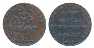 East India Company, Copper Recruiting Token, obv. mounted dragoon with Horse Artillery ins