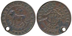Hyderabad, Copper Token (size of a 1/8 Rupee or 1/12 Anna) 1.54g, Bombay Mint, obv. Greenw