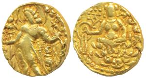 Guptas, Chandragupta II (c. 380-413 AD), Gold Dinar, 8g, Archer type, obv. king nimbate, s