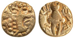 Karkotakas of Kashmir, Pratapaditya (5th century AD), Base Gold, 7.41g, obv. seated goddes