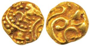 Western Gangas (10th-11th century AD), Gold Gajapati Fanam, .0.39g, obv. caparisoned eleph