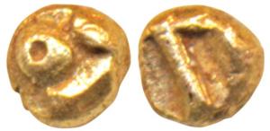 Anonymous South Indian, Gold Fractional Fanam, Bele, 0.04g, obv. a round symbol, rev. part