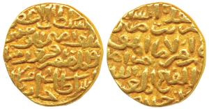 Firuz Shah Tughluq, Gold Tanka, 10.98g, Mintless and dateless, with the name of the caliph