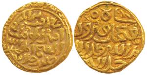 Fath Khan bin Firuz (AH 760-789), Gold Tanka, 10.98g, mint name off flan, in the name of C