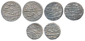 Aurangzeb, Silver Rupee, Burhanpur Mint, AH1108/41; Shahjanabad Mint, AH 1074/7, Broad fla