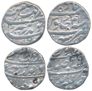 Aurangzeb, Silver Rupee (2), Jahangirnagar Mint, complete mint name at bottom, AH 1114/46,