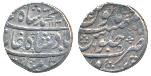 Muhammad Shah, Silver Rupee, 11.2g, Peshawar Mint, 1136/6 (KM 436.50). Very Fine+, Rare.